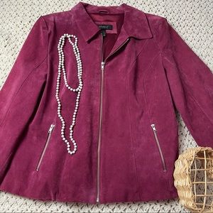 NWOT Lane Bryant Pink 100% Suede Zip Front Jacket